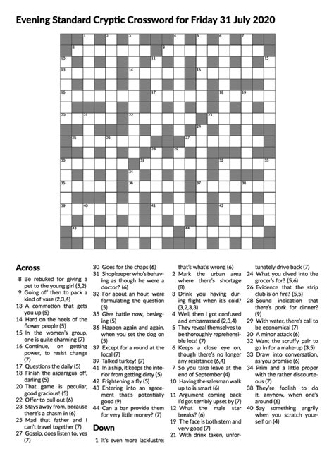 evening crossword