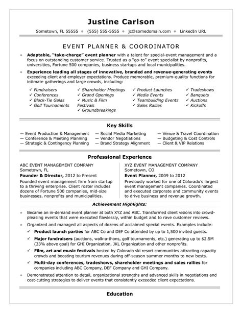 Senior Event Manager Resume Example Company Name