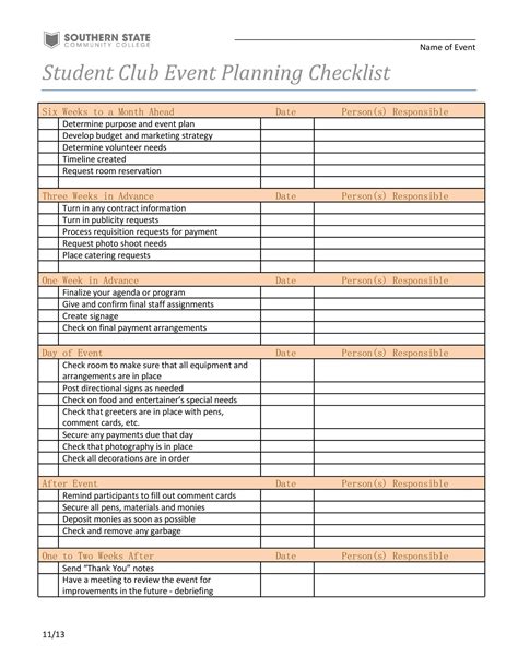 Corporate Event Planning Checklist Template
