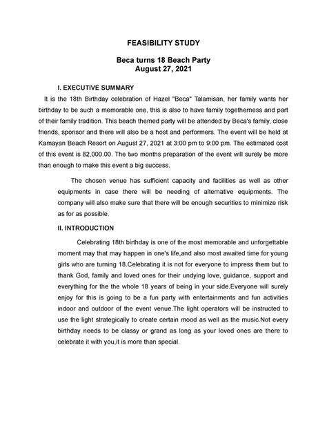 event feasibility study example