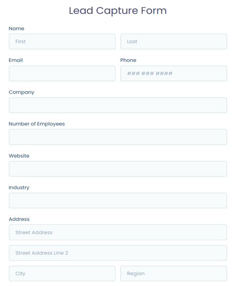 event lead capture form template