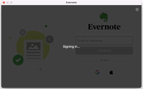 evernote login not working