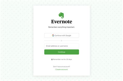 evernote login page