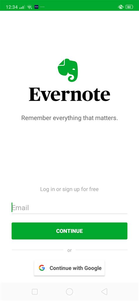 evernote personal log in