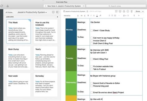 evernote templates project management