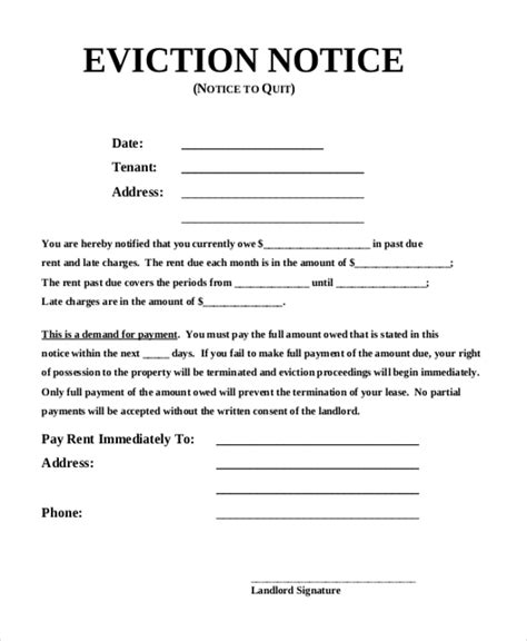 FREE 9+ Sample Eviction Notice Templates in MS Word PDF