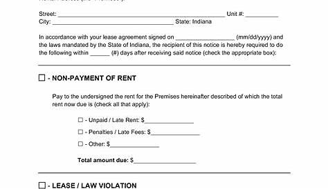 Free Indiana Eviction Notice Templates (4) PDF Word