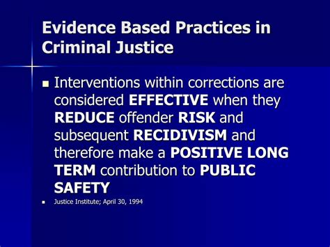 evidence based practice examples criminal justice
