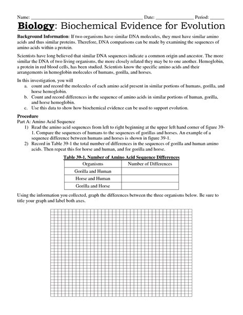 evidence of evolution worksheet ap biology