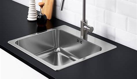 Evier Inox Ikea VATTUDALEN Évier Intégré, 1 Bac Avec égouttoir, Acier