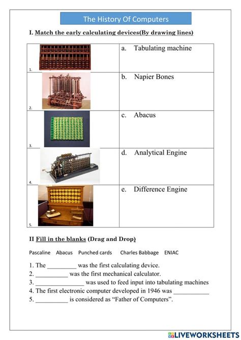 evolution of computer class 5 worksheet with answers