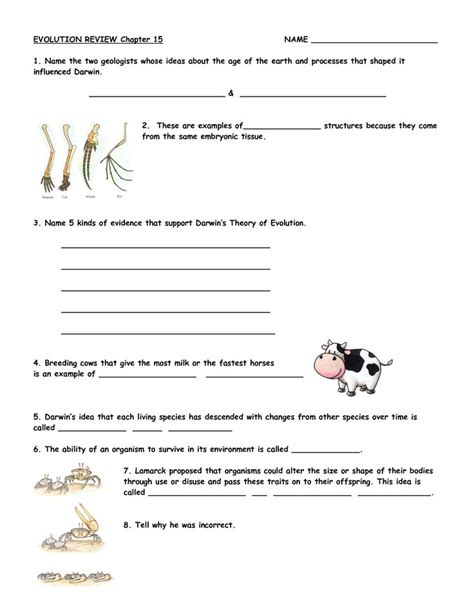 Evolution Worksheets Kids