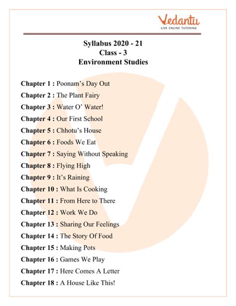 evs syllabus for class 3 cbse