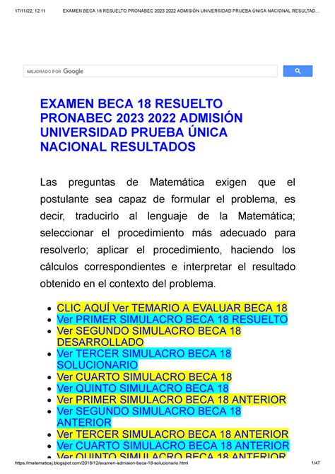 examen beca 18 2023 resuelto