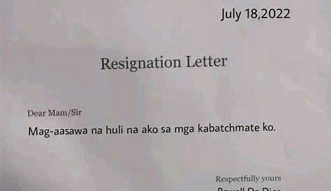 Example Ng Resignation Letter Tagalog Sulat Sa Halimbawa Trabaho