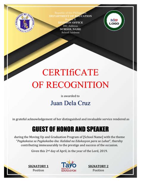 certificate of appreciation for guest speaker philippin news collections