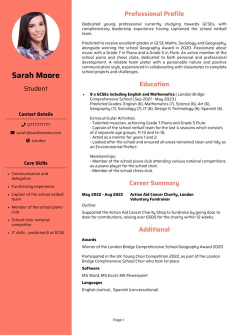 17 Wondrous Resume Template for High School Students with