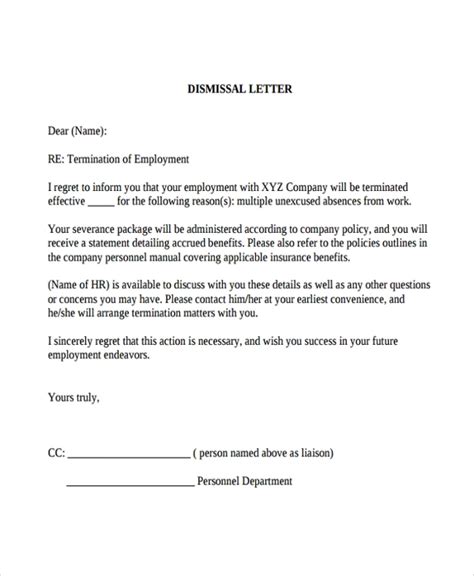 Termination of Employment Letter Create a Dismissal