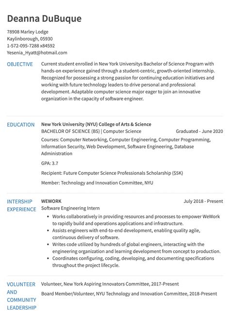Internship Resume Examples, Template, & How to Write Your Own