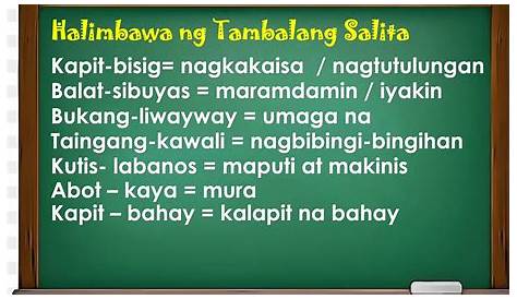 Tambalang Salita Example With Meaning