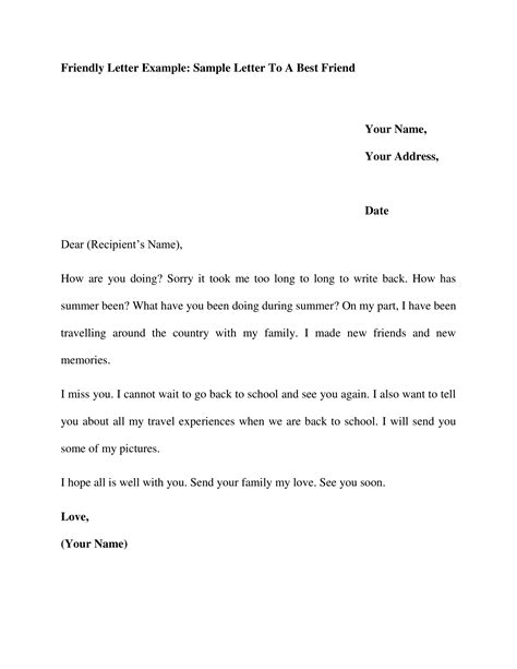 Letter for a Friend Format, Sample & Example
