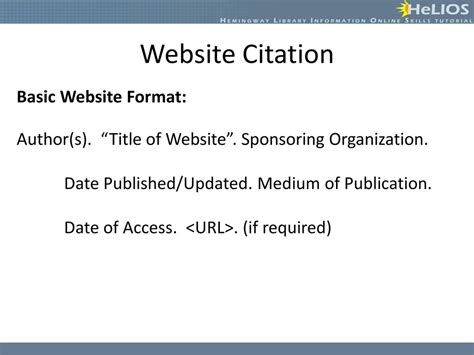Example Citation For site