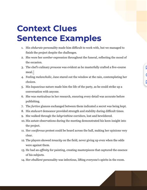 example clues example sentences answers