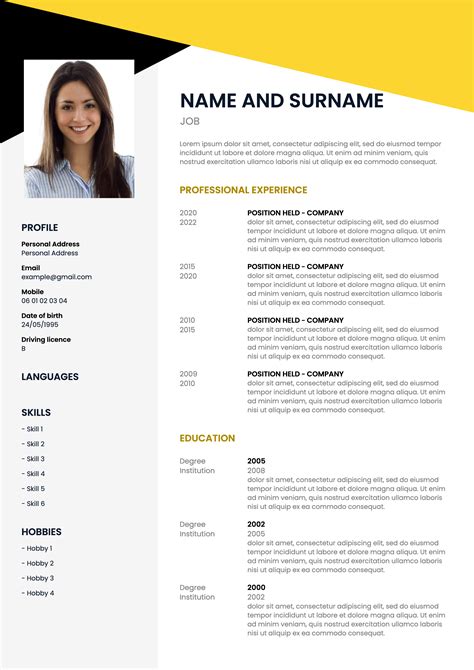example cv format pdf