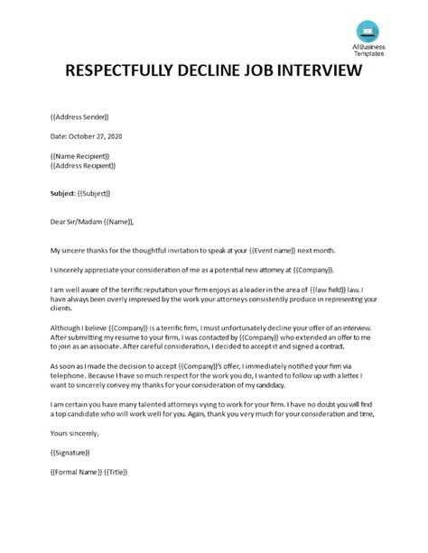example email reject interview offer