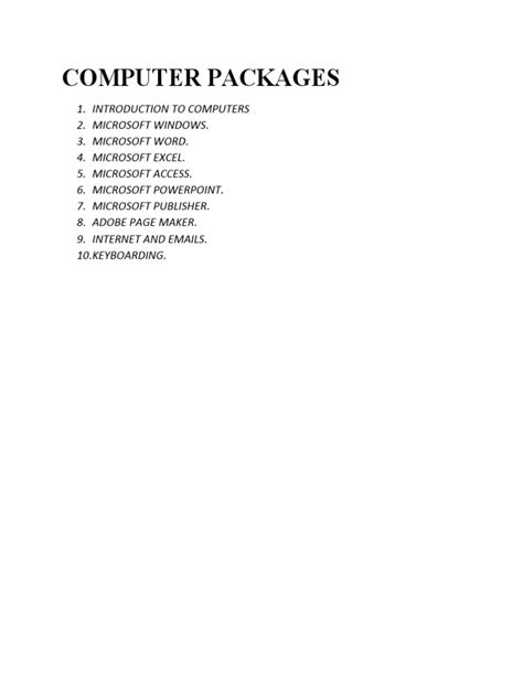 Example For Computer Packages