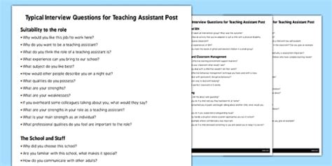 example interview questions for teaching assistants