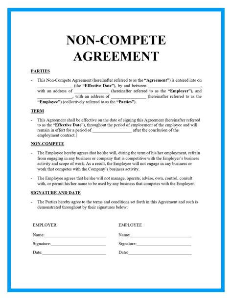 example non compete contract