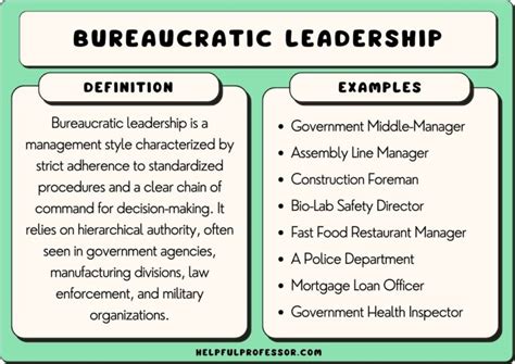 example of a bureaucratic leader