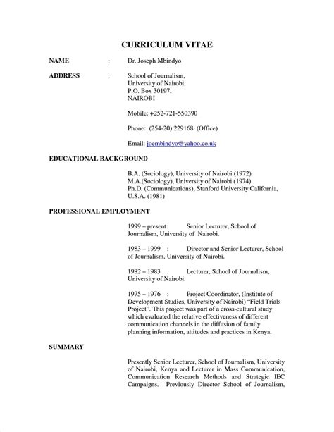 example of a cv for a student in university in kenya