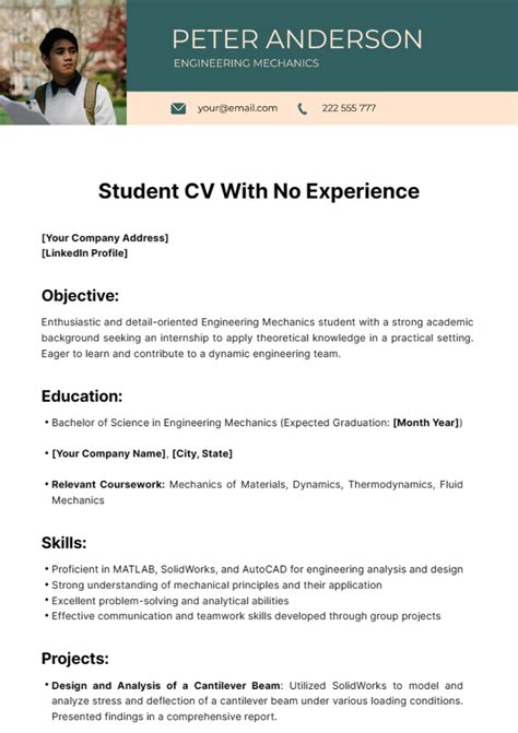 example of a cv for a student in university with no experience