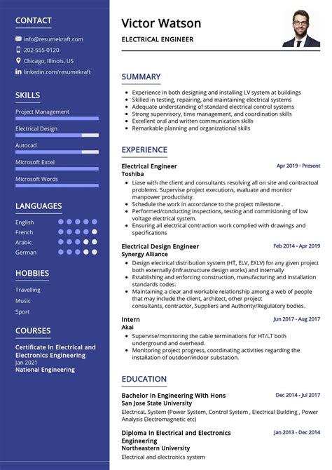 example of a cv for an electrical engineer