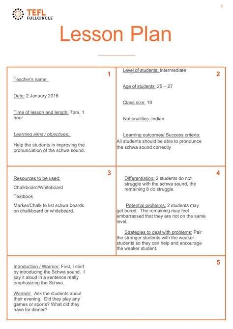 Example Of A Lesson Plan Pdf
