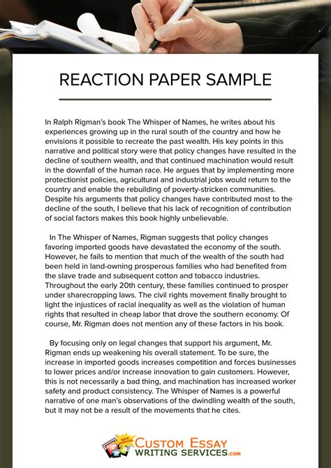 example of a reaction paper