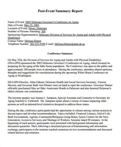 example of a report on an event in college