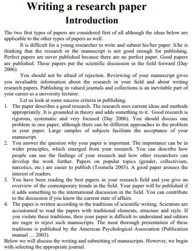 example of a scientific report introduction