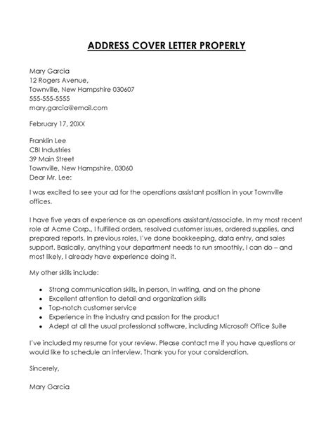 Example Of An Application Letter With Two Addresses