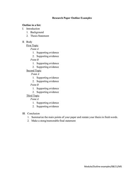 example of an outline for a research paper in mla format