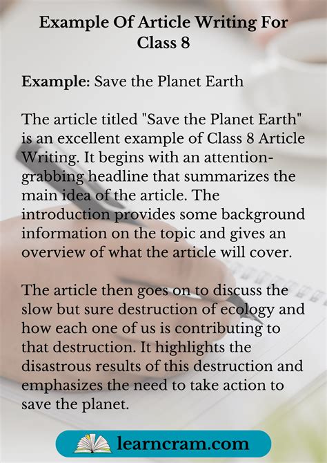 example of article writing for class 8