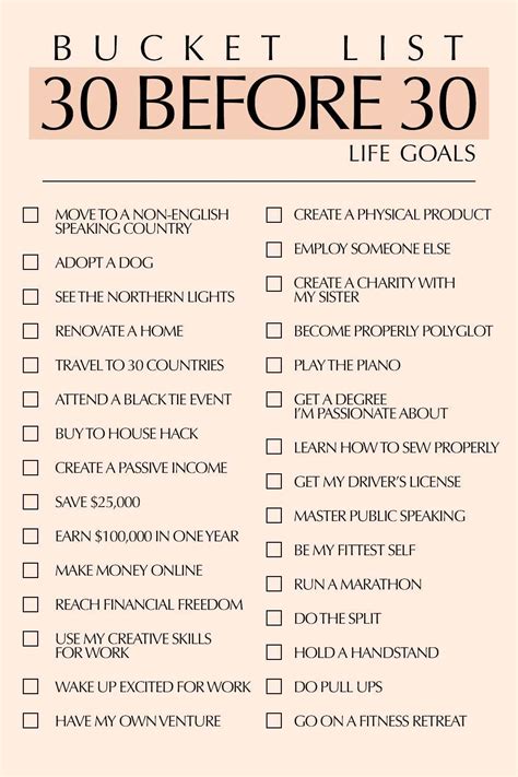Example Of Bucket List In Life