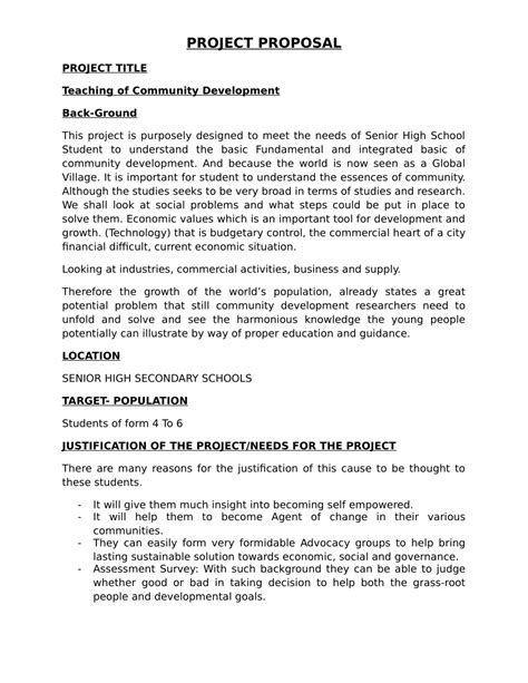 example of community based project proposal