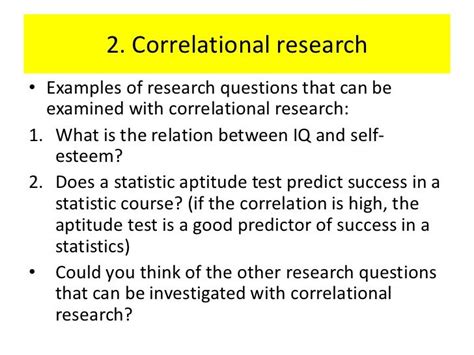 example of correlational research questions