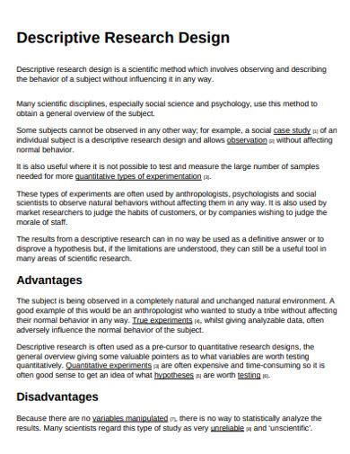 example of descriptive research design