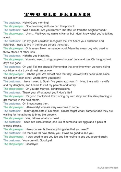 example of dialogue conversation between two friends in english