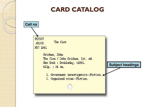 Example Of Different Types Of Card Catalog