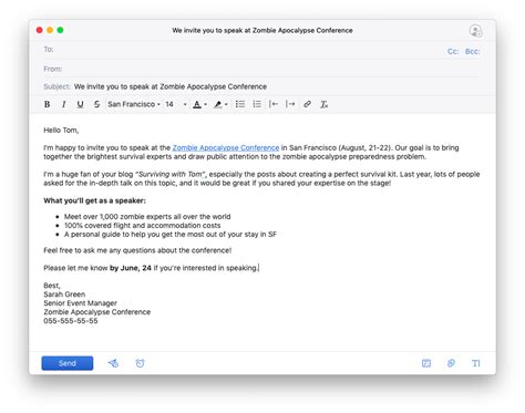 Example Of Draft Email